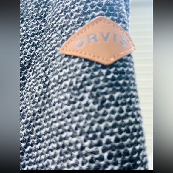 ORVIS Grayish Black Tweed Half Zip Pullover With Sherpa Fleece Lining Men’s Med - Picture 10 of 11